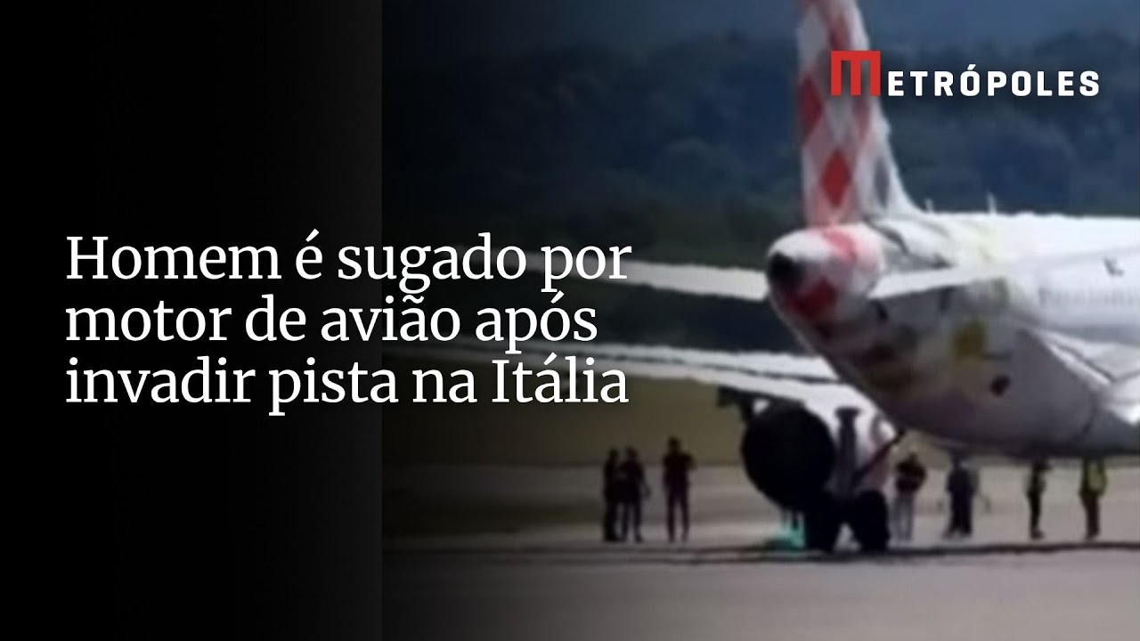 Homem é sugado por motor de avião após invadir pista na Itália