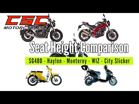 Seat Height Comparison - SG400, Haylon, The Wiz, Monterey, and City Slicker