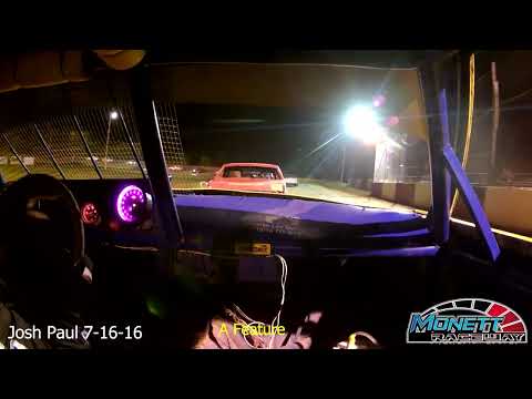 Josh Paul A Feature In Car Camera 7/16/16 Monett Raceway - dirt track racing video image