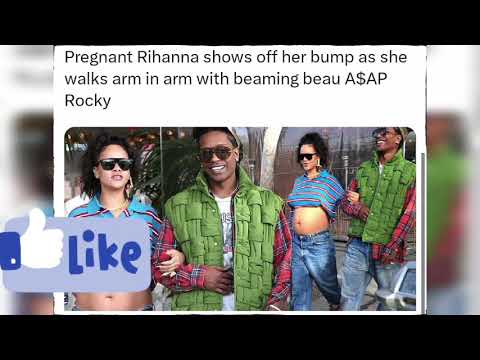 Pregnant Rihanna shows off her bump as she walks arm in arm with beaming beau A$AP Rocky