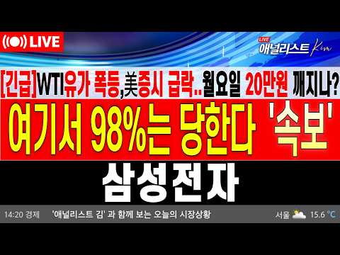 [삼성전자 주가 전망]*5분전긴급*🚨삼성전자 WTI 유가폭등 속 다음주 20만원 깨지나?...제대로 모르는 98%는 당합니다 (월요일 '이 수급' 모르면 다 털립니다)