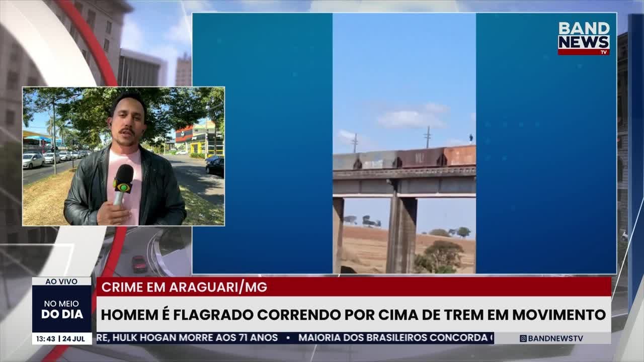 Homem é flagrado correndo por cima de trem em movimento