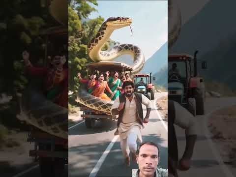 cow saved to tractor from anaconda #shorts​ #ai​