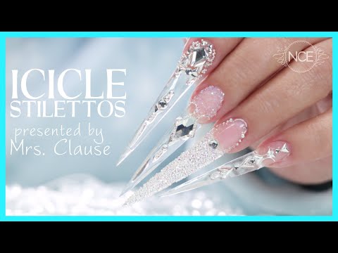 Mrs.Clause 🤶 Builds Icicles🧊Gel Nails Dripping with Jewels & Crystals 💎