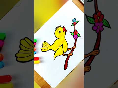 Cute Bird Drawing and Coloring || Bird Drawing 🐦 🐦‍⬛ 😍  #drawing #coloring #bird