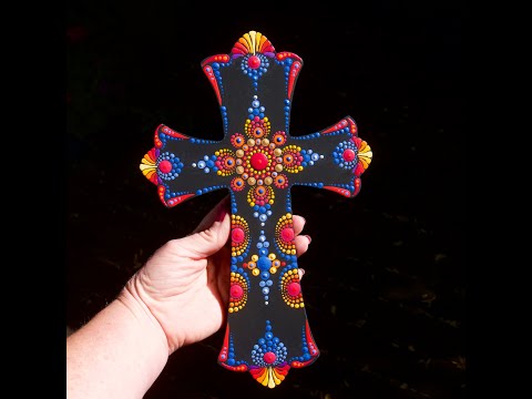 Wooden Cross- How to dot paint with Kristin Uhrig
