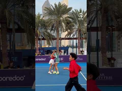 Mirra Andreeva & Diana Shnaider move on! #wta #tennis #celebrate #doubles