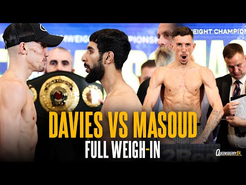 FULL WEIGH-IN! Liam Davies vs Shabaz Masoud IBO World Super-Bantamweight Title Fight 💥