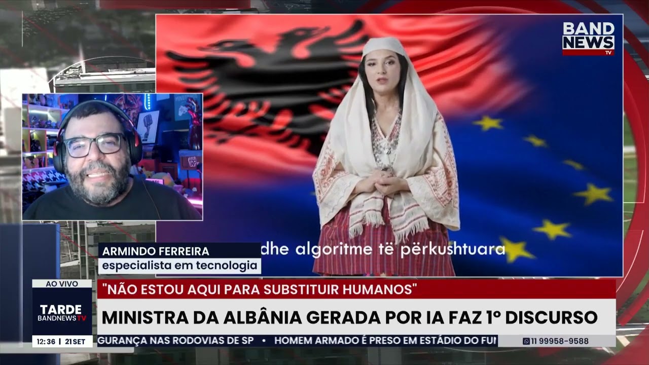 Ministra da Albânia gerada por IA faz 1º discurso | BandNews TV