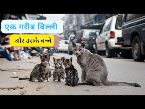 एक गरीब बिल्ली और उसके बच्चे | A poor cat and her kittens