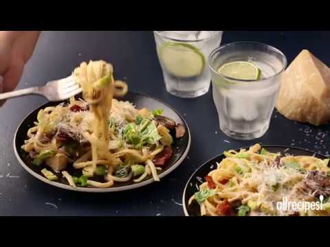 Pasta Recipes - How to Make Bacon, Brussels Sprouts, and Mushroom Linguine