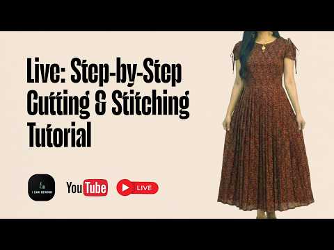 🔴 LIVE: Sew a Stylish Cotton Frock | Step-by-Step Cutting & Stitching Tutorial | DIY Dress Making