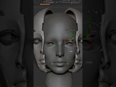 I cut a human face in half and created an 3D artwork - 3D modeling mini timelapse  #shorts