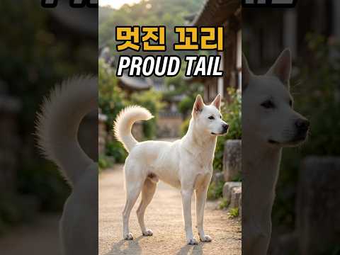 멋진 꼬리를 길게 세우고 위풍 당당하게 다니는 잘생긴 진돗개A handsome Jindo dog strutting majestically with its  tail#진돗개#백구