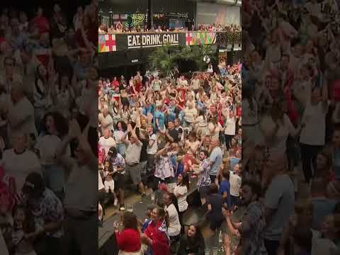 England fans celebrate as Lionesses score against Australia