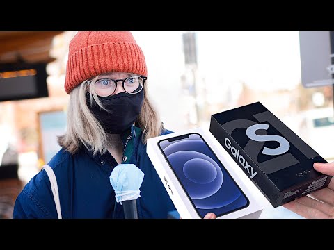 I Gave New Phones to Strangers... But Made Them Choose! – iPhone 12 vs Samsung Galaxy S21