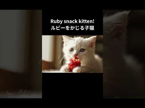 Ruby snack kitten! 🐱|ルビーをかじる子猫 #Shorts #猫 #かわいい #crystal