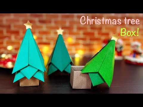 折り紙 クリスマスツリー🎄の箱を作ってみた!作り方/How to make a Christmas tree box. Origami.DIY.Paper craft.