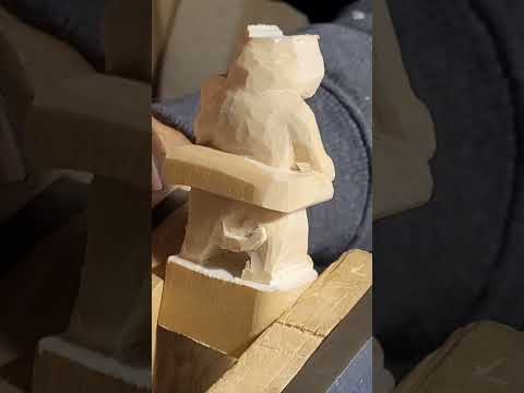 Moments of woodcarving work process #woodcarving #art #cat #Woodworking #Handmade crafts  #Wood art