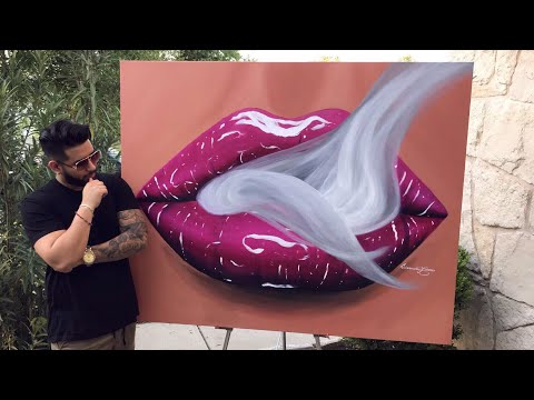 Painting Realistic Magenta Smoking Lips