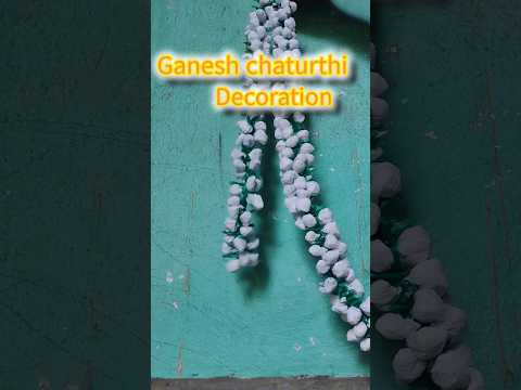 Ganpati decoration with tissue paper mogra garland flower #ganeshchaturthi #ganpati #youtubeshorts