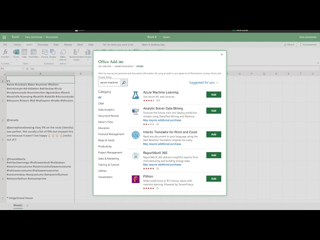How to Use Azure Machine Learning with Excel
