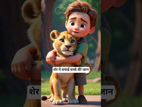 शेर ने बचाई बच्चे की जान #shorts #ai #new #trending #viral #shortvideo #cartoon #shortsfeed