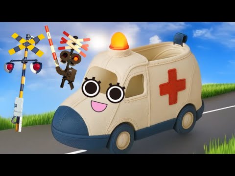 #1 なんの救急車でしょう？ AIで作ったお菓子や文房具の救急車 他 | 踏切かんかん達とクイズに挑戦！ 【学べる踏切アニメ】