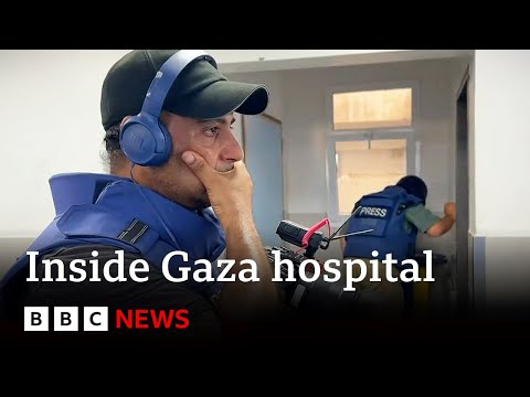 Moment BBC crew find injured friends in overrun Gaza hospital - BBC News