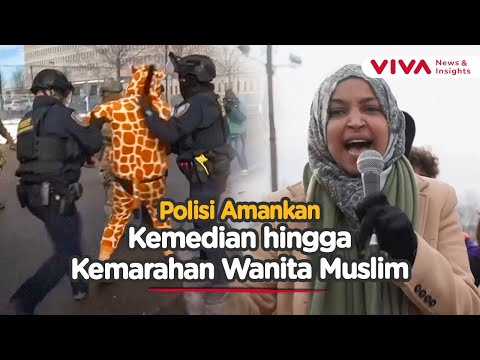 Protes Anti-ICE Ricuh, Polisi Tangkap Demonstran Berkostum Jerapah