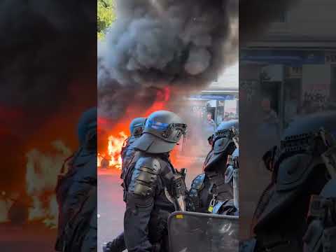 Chemical Irritants Deployed as Paris Protesters Unleash Huge Fires #shorts