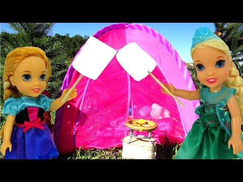 CAMPING ! ELSA & Anna Toddlers - Toy bear - Marshmallow - Tent- Picnic- Outdoors - Playing - UCQ00zWTLrgRQJUb8MHQg21A