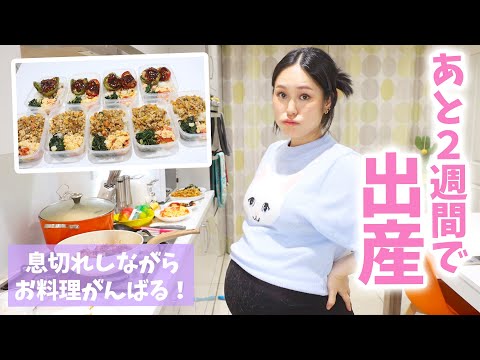【あと2週間で出産】腰が限界なので休憩はさみながら作り置き!/ チキンブロススープ、タコライス、ピーマンの肉詰め