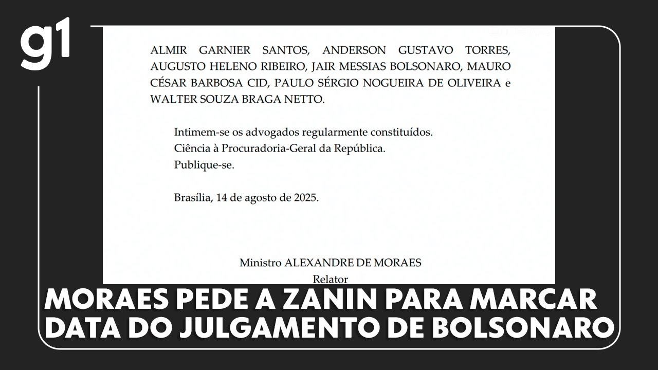 Moraes pede a Zanin para marcar julgamento de Bolsonaro e mais sete réus na trama golpista