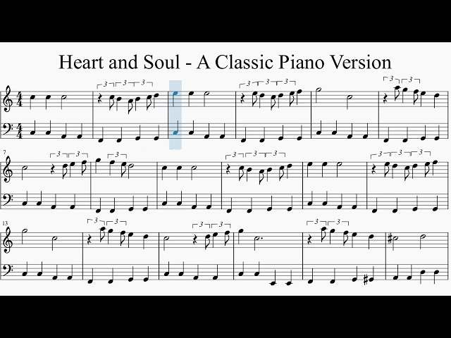 Easy Heart and Soul Piano Sheet Music
