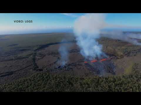 RAW: Kilauea erupts at Napau Crater with lava fountains