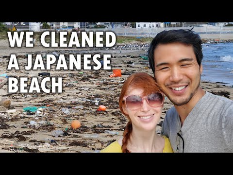 We cleaned a Japanese beach! #trashtag