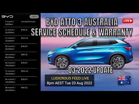 2022 BYD ATTO 3 AUSTRALIA SERVICING SCHEDULE AND WARRANTY UPDATE Q3