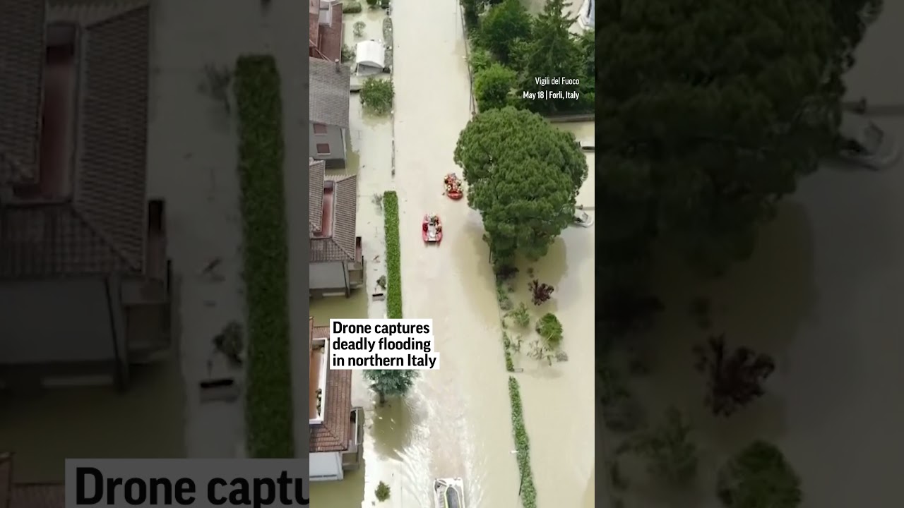 Drone footage captures widespread flooding in Italy. #shorts
