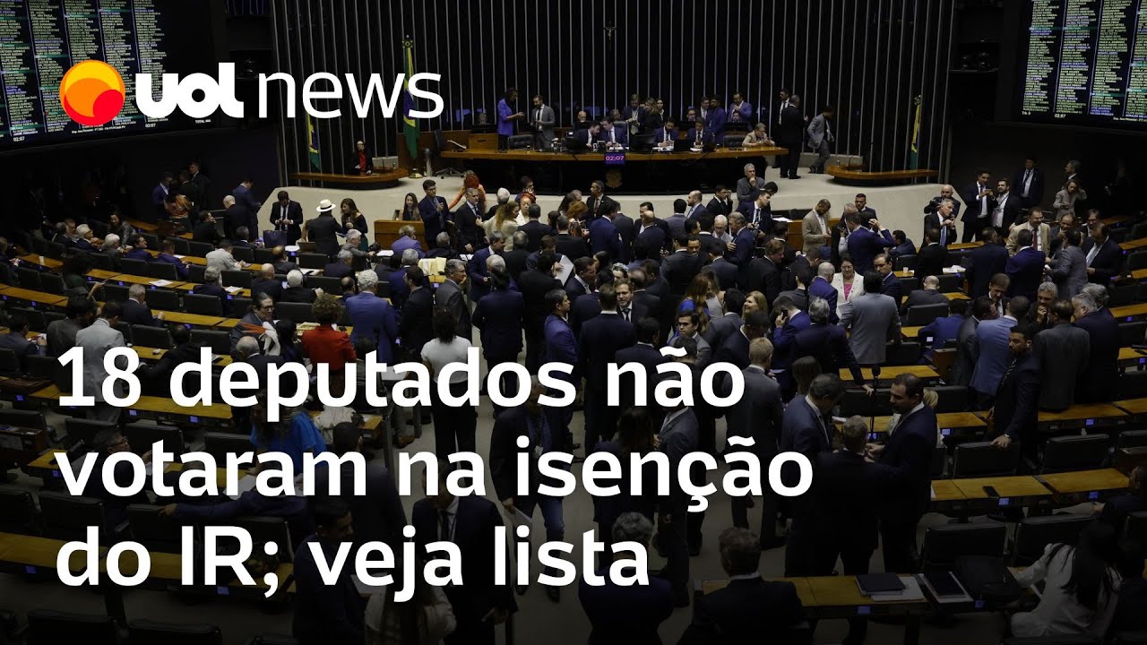 Imposto de Renda 18 deputados não votaram na isenção para quem ganha até R$ 5 mil veja lista