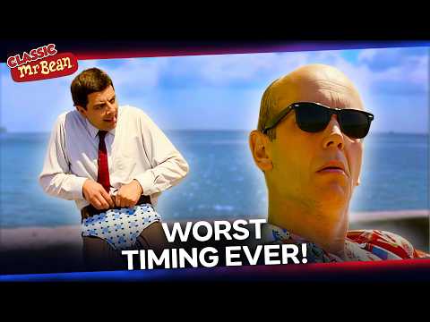 Mr Bean Tries to Put on a Swimsuit at the Beach… | Classic Mr Bean