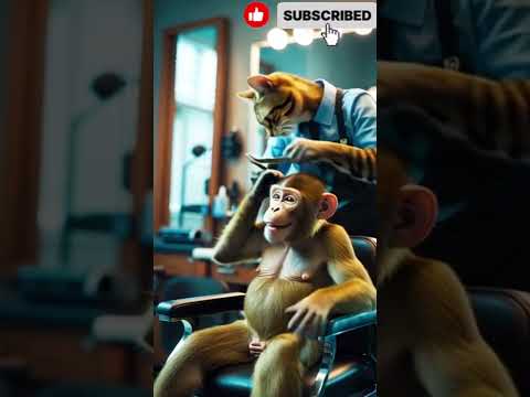 funny cat videos monkey haircut 😂