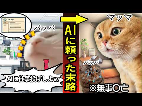 パッパがChatGPTにハマって仕事をAIに任せた末路... #猫ミーム #猫マニ