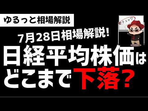 【7月28日ゆるっと相場解説】下抜けした日経平均株価はどこまで下がるのか?ズボラ株投資