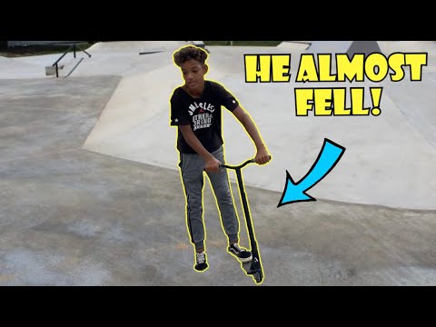 TREY THINKS HE’S A PRO SCOOTER AND ALMOST FELL!!! *The Nev Fam*