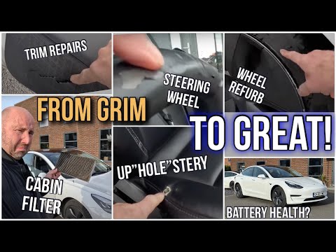 Refurbishing a Tesla Model 3 - plus how is the battery? Seat repair, steering wheel, cabin filter