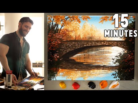 I Tried Painting a Beautiful Fall Bridge in Only 15 Minutes