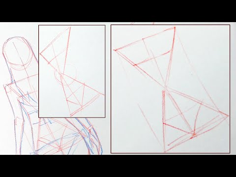 ▽△Draw a girl using two triangles : 三角ふたつで身体を描く