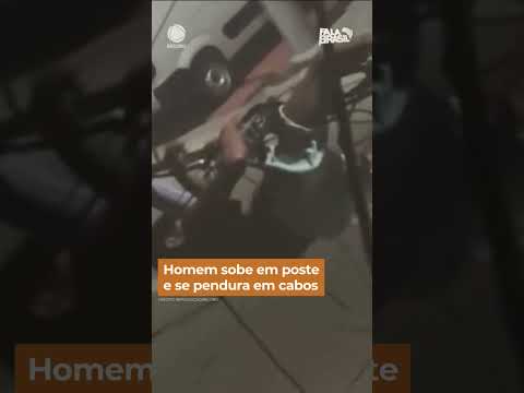 Homem sobe em poste e se pendura em cabos #shorts