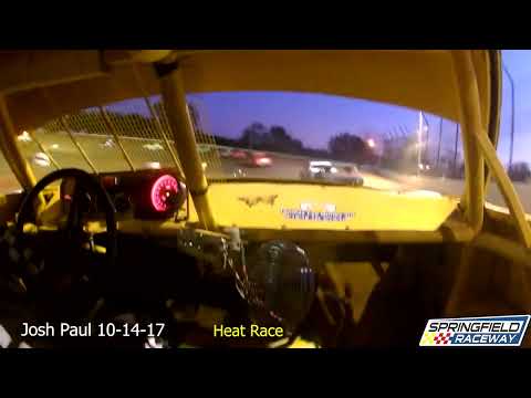 Josh Paul Heat Races In Car Camera 10-14-17 Springfield Raceway - dirt track racing video image